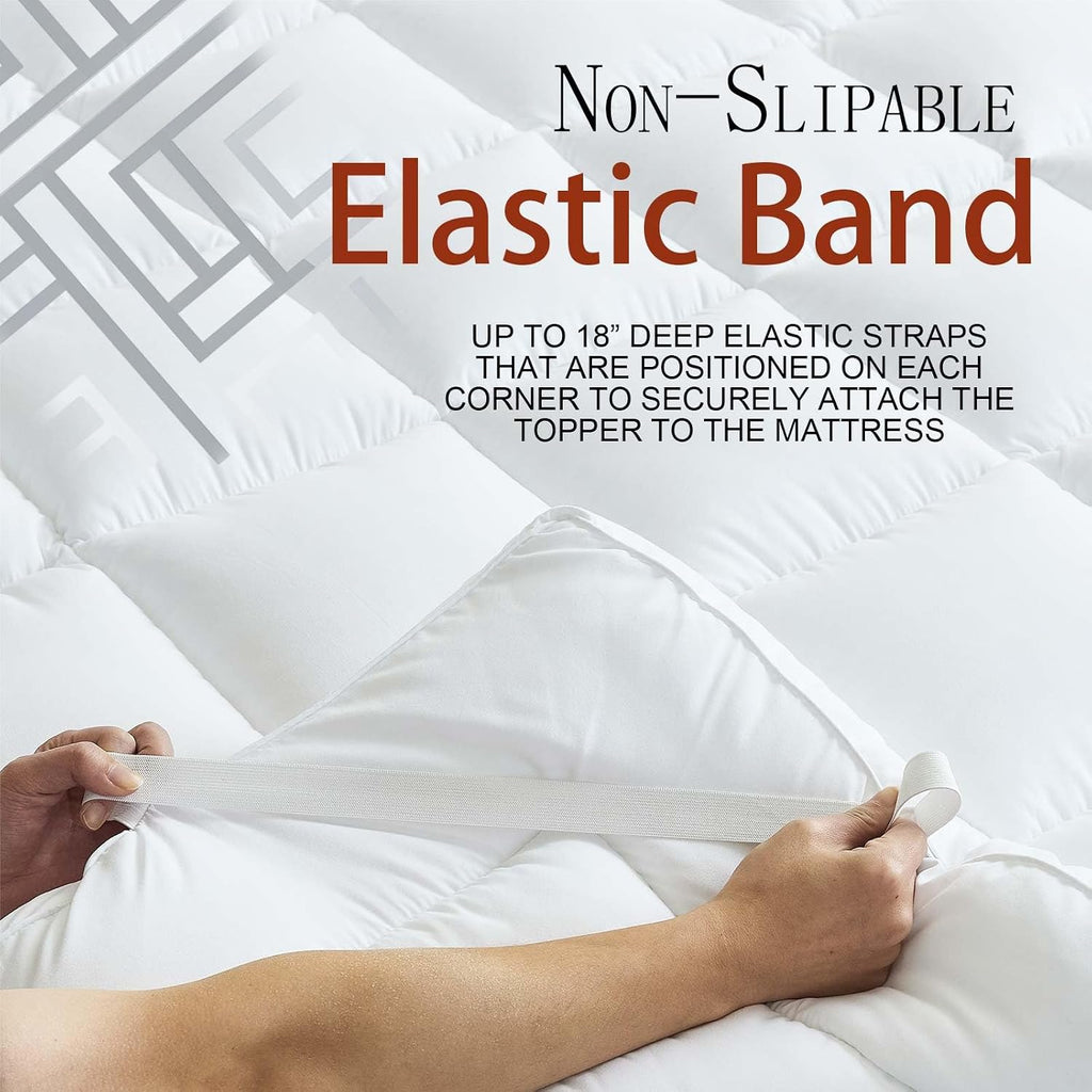 Luxury Hotel Sellected 3 Inch Mattress Topper, Goose-Down-Like Fiber Mattress Topper for Any Season Any Room, Ultra