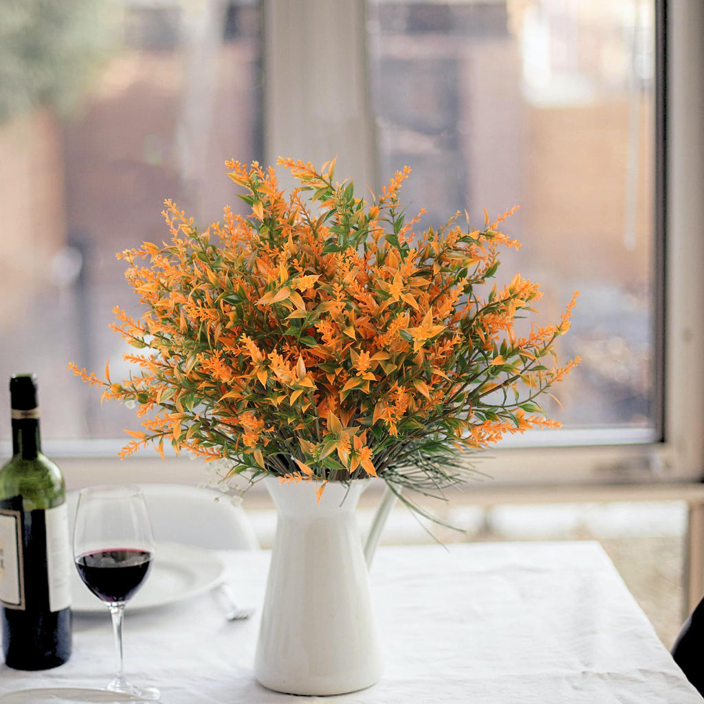 20Pcs Artificial Fall Flowers for Outdoors, Autumn Fake Greenery