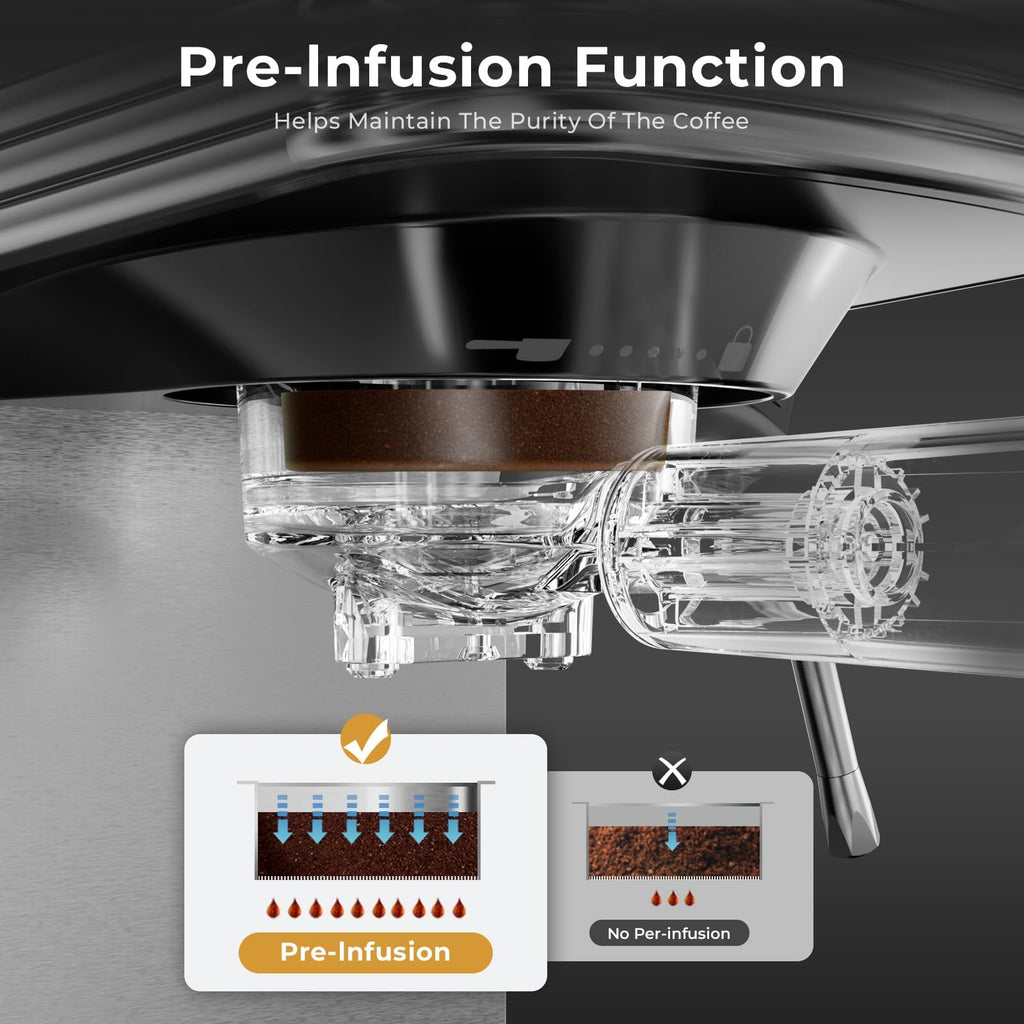 20-Bar Espresso Machine with Milk Frother for Ground & Capsule