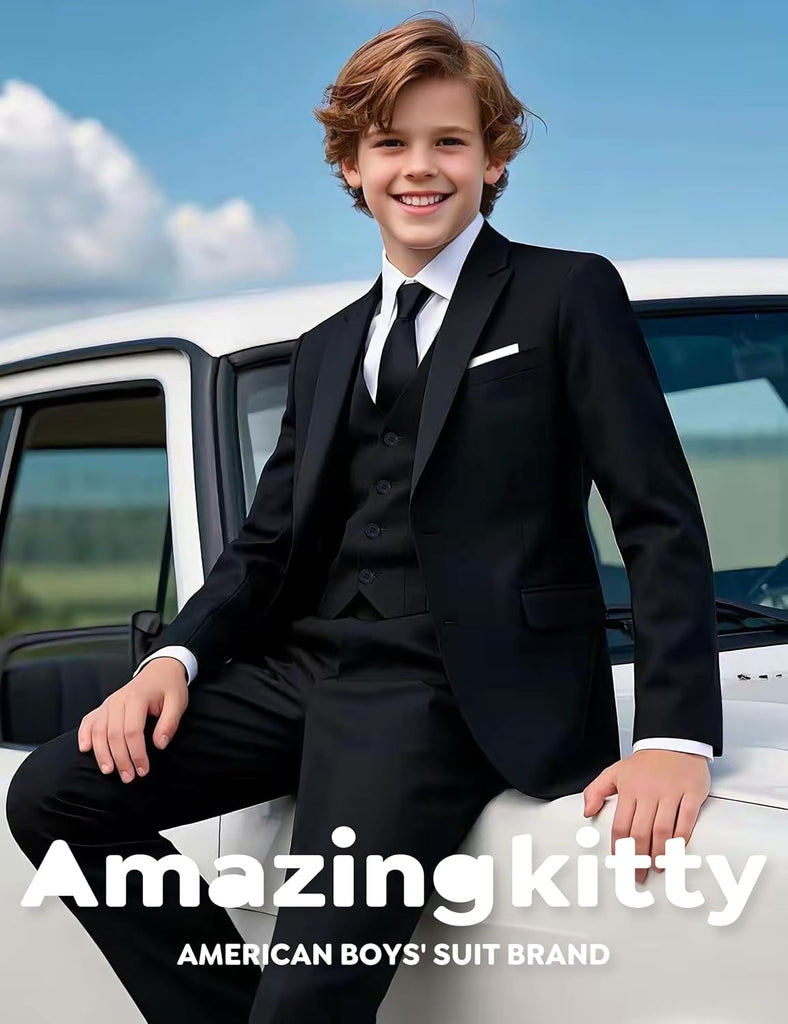 Boys Suit Piece & Piece Tuxedo for Kids with Suspenders