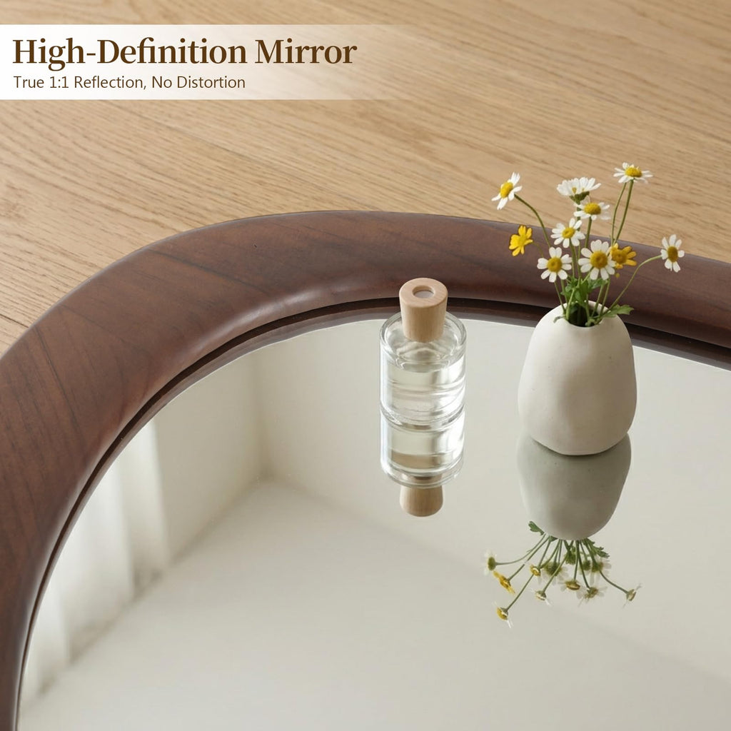 23" H x 19" W Asymmetrical Mirror, Irregular Wall Mirror, Wood Mirror, Hall - Dark Walnut