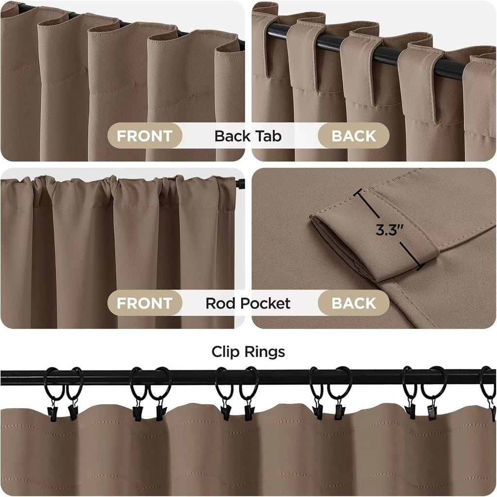 Blackout Curtains 96 Inches Long, Thermal Insulated Black Out Curtains 2 Panels Set, Room Darkening Drapes for Living