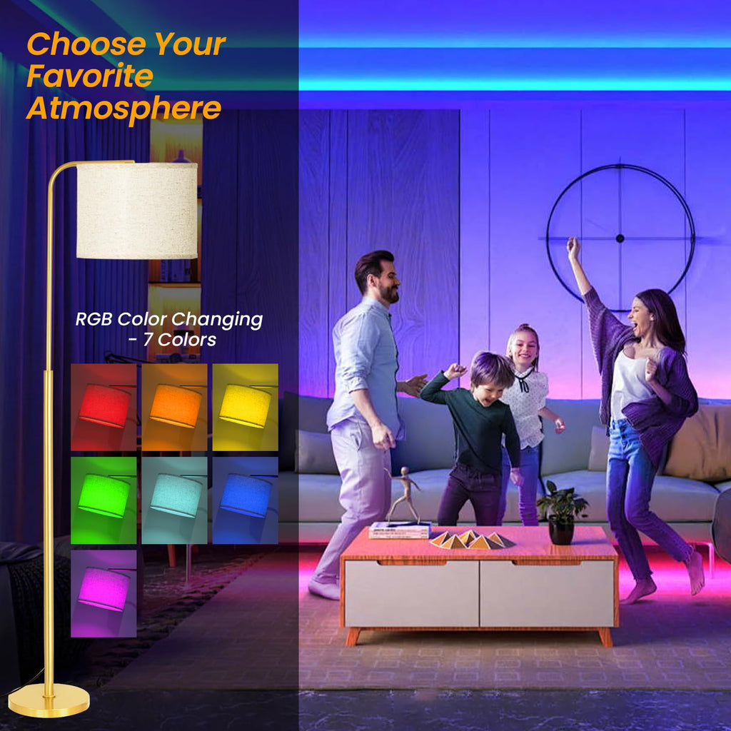 Arc Floor Lamp with Remote Control Dimmable Gold lamps