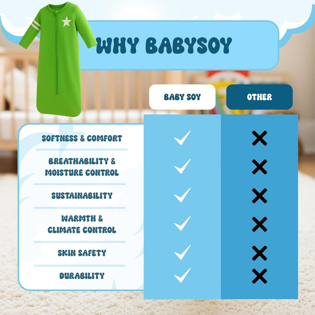 Long Sleeve Wearable Blanket Sleep Sack, Infant to Toddler Sleeping Bag, Choose from Months