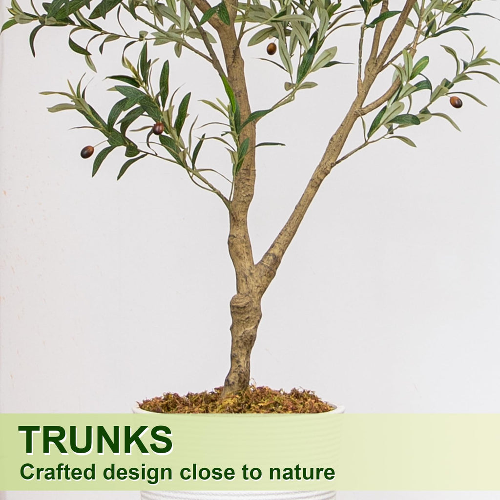 7FT Olive Tree Artificial Indoor, 84in Tall Faux Olive Tree with Pot, Fake Potted Tree with Fruits Decor