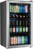 Beverage Refrigerator and Cooler - Mini Fridge with Glass Door for Soda Beer or 