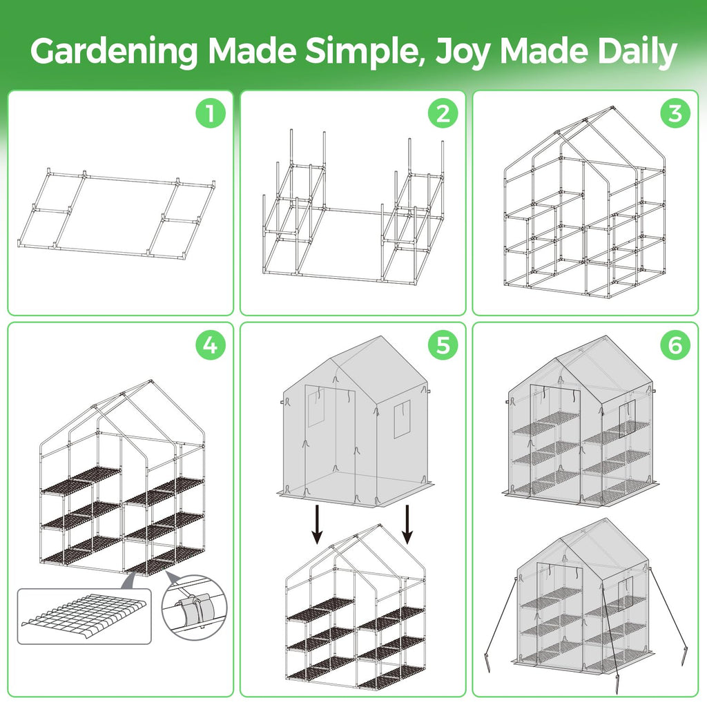 Plastic Greenhouse for Outdoors: Portable Walk in Plant Green House with Improved Transparent PVC Cover, 3 Tiers 12