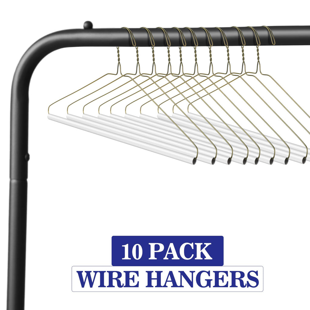 10 Pcs Dry Cleaner Hangers Bulk with Tubes 16" Wire Hangers, Gold