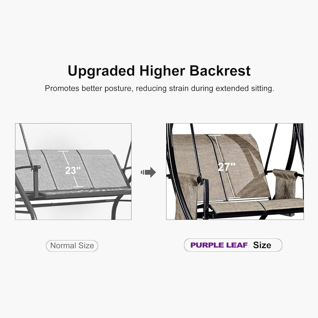 2-Seat Outdoor Patio Porch Swing with Textilene Fabric | Canopy and Stand Design, Easy to Move, Heavy-Duty Aluminum