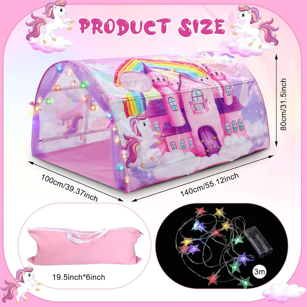 Unicorn Bed Tent Kids Twin Tent Reading Corner Castle Playhouse