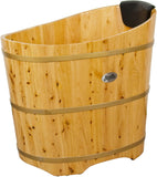 34 Inches Small Handcrafted Free Standing Wooden Bathtub, Portable Deep Soaking Tub for Relaxation, Natural Cedar Wood