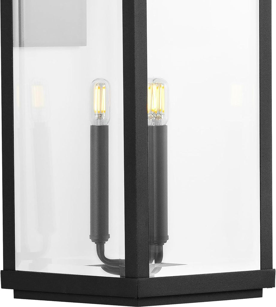 Gibbes Street 3-Light Outdoor Wall Lantern with Clear Beveled Glass - Textured Black