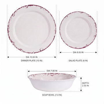 Melamine Dinnerware Sets 12PCS, Plate and Bowl Set for 4, Gray White
