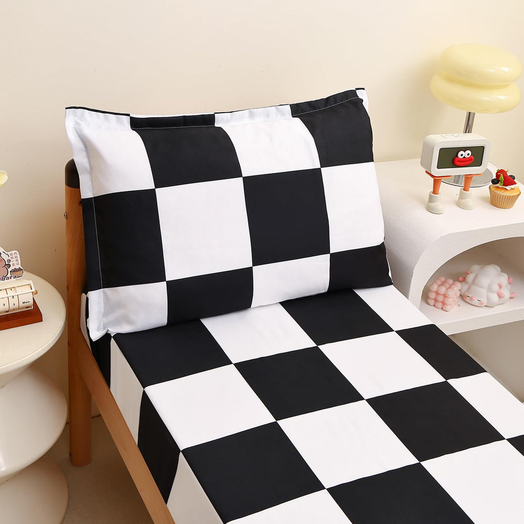 Checkered Toddler Bedding Set Black White Plaid Comforter Set