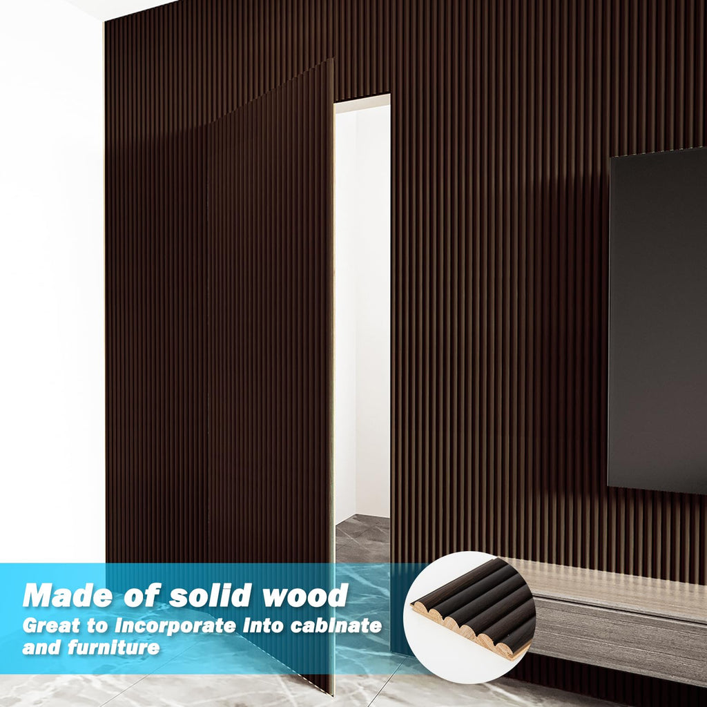 108 x 5.7 Inch Fluted Wood Textured Wall Panel, Beaded Smoked Oak