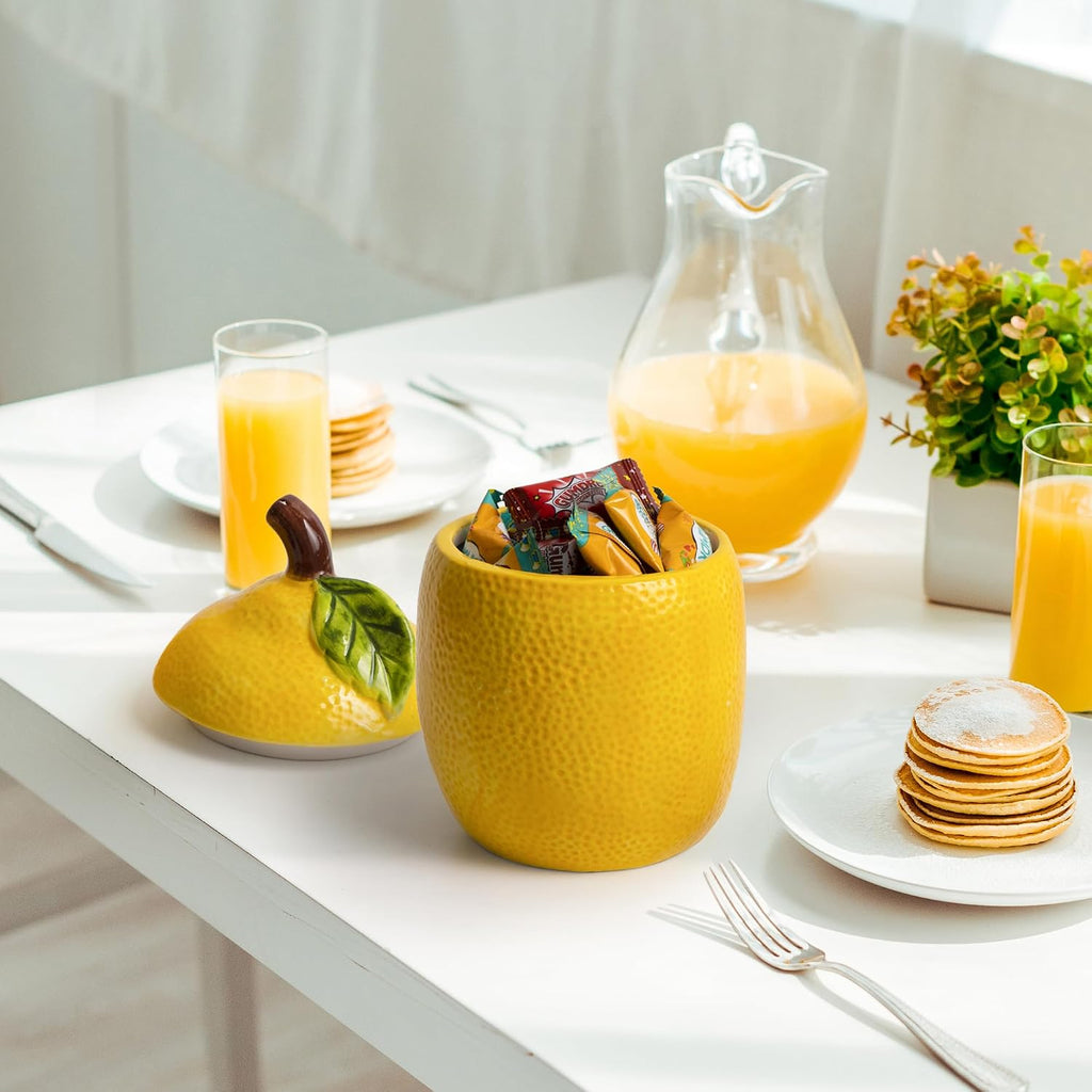 Lemon Cookie Jar Kitchen Canisters Decorative Cute Food Storage Container - Set of 2