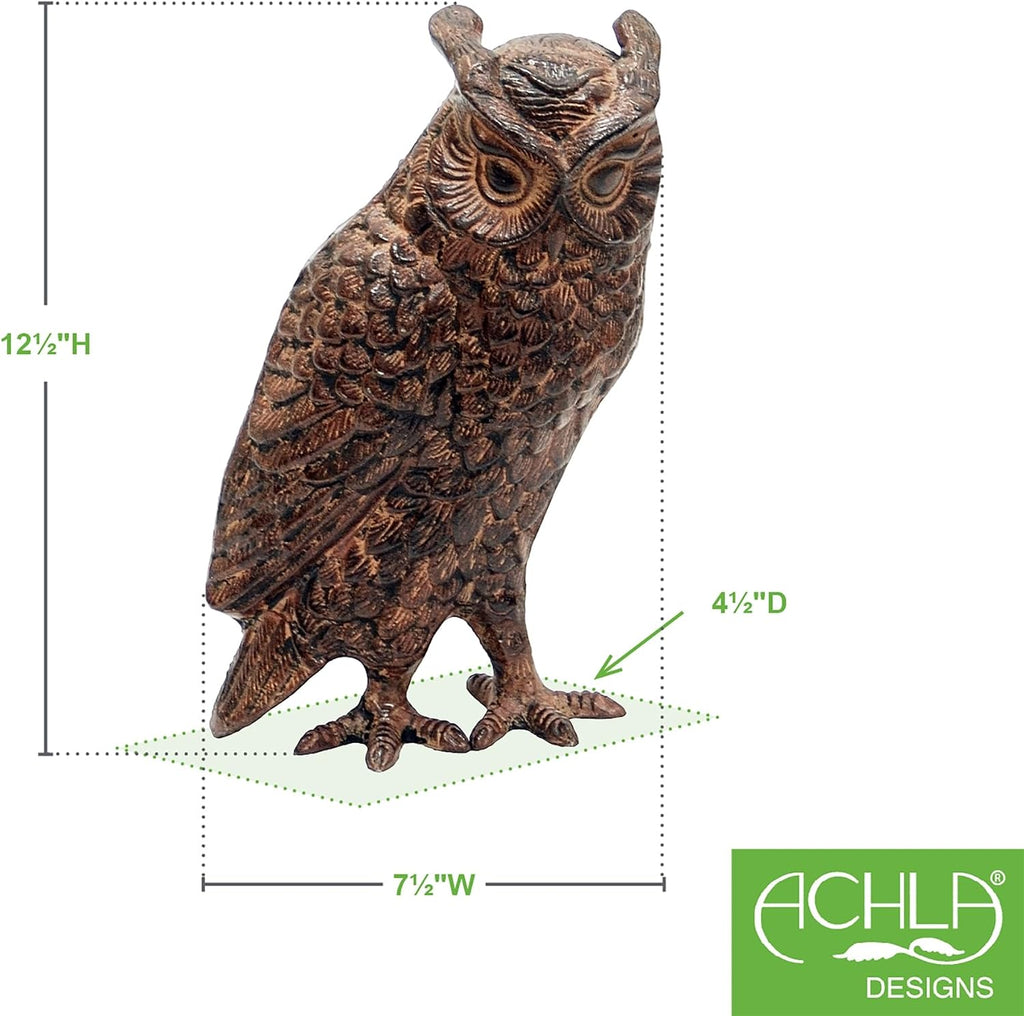 Great Horned Owl Garden Statue, Bronze