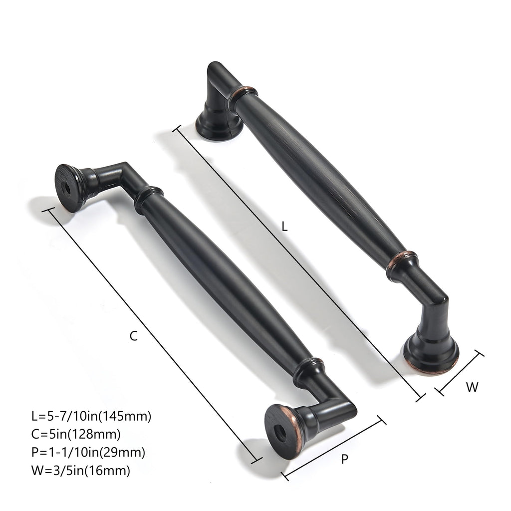 2 Pack 5 Inch Hole Center Oil Rubbed Bronze Cabinet pulls Solid Heavy Duty Cabinet Pull Cabinet Handles Kitchen