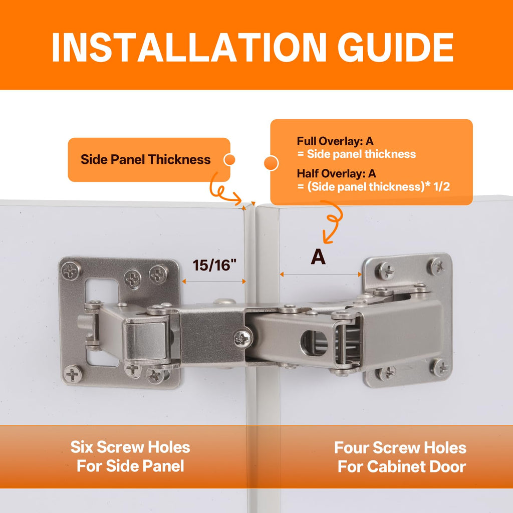 170° Soft Close Cabinet Hinges, Wide Opening Hydraulic Cupboard Hinges for Thick Cabinet Doors, Heavy-Duty Angle