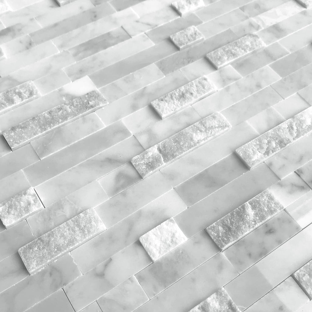 5-Sheet Peel and Stick Mosaic Natural 3D Stone Self Adhesive Marble Tiles, 11.5" x 10.7" Stick on Backsplash Bathroom
