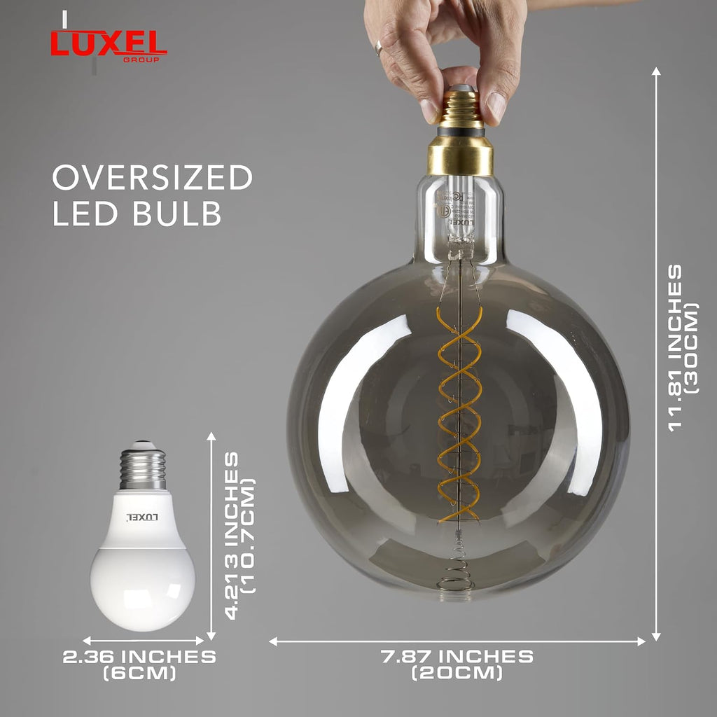 Oversized Edison LED Light Huge Bulb Vintage G63(G200) 7W Equivalent 40W - Dimmable 2200K Warm Glow - 350 Lumens E26