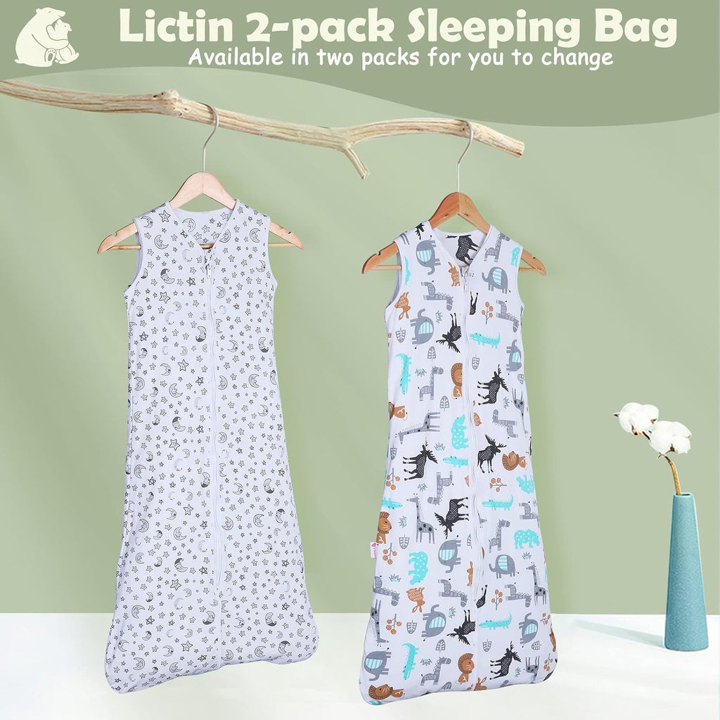 Baby Sleep Sack 0.5 Tog - 2 Pack Toddler Sleeping Sack 18-36 Months, Summer Baby Sleeping Bag, Sleeveless Baby