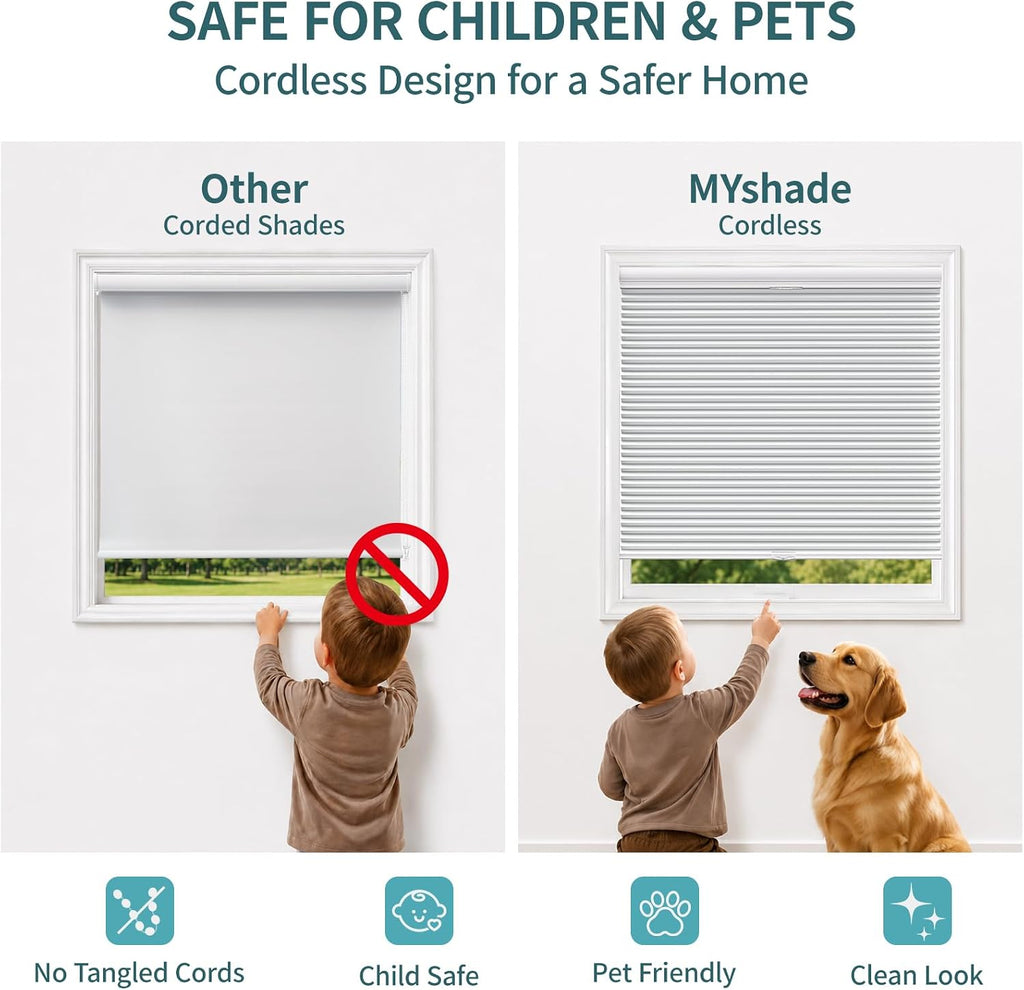 Top Down Bottom Up Shade Cordless Cellular Shades Blackout Blinds for Indoor Windows Room Darkening Window Blinds &