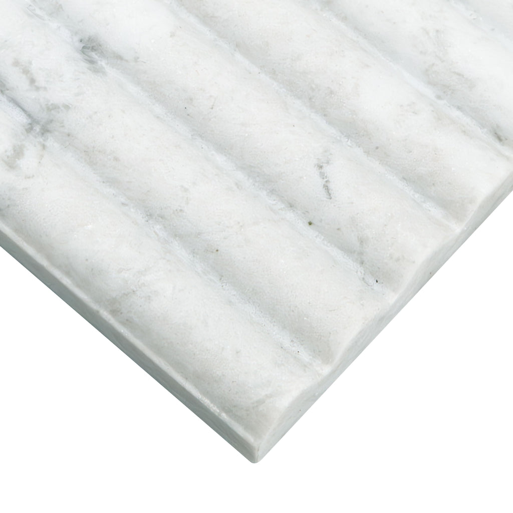 Bluestone Milano 12x24 Honed Fluted Marble Wall Tile - Textured Surface Accent, Fireplace Surround, or Shower