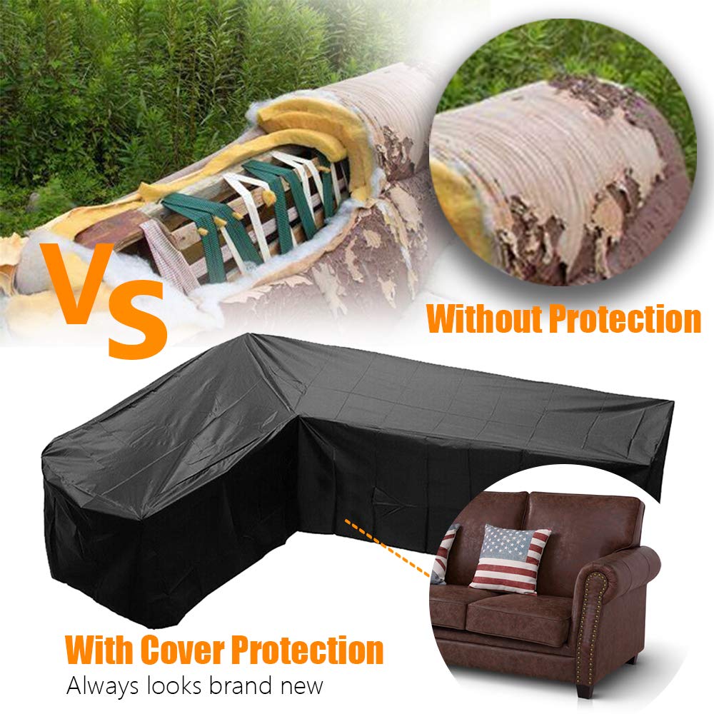 Patio Sofa Cover Sectional Waterproof L Shape Corner Sofa Cover Outdoor Dust-Proof Anti-UV Furniture Couch Cover for