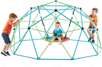 Climbing Dome, 10FT Geometric Dome Climber with Saucer Swing, 1000LBS Loading Kid's Jungle Gym Playground
