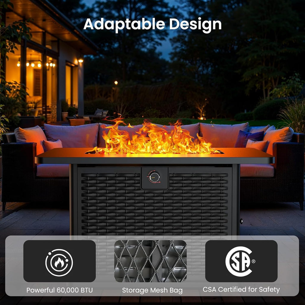 43-Inch Rectangular Propane Fire Pit Table