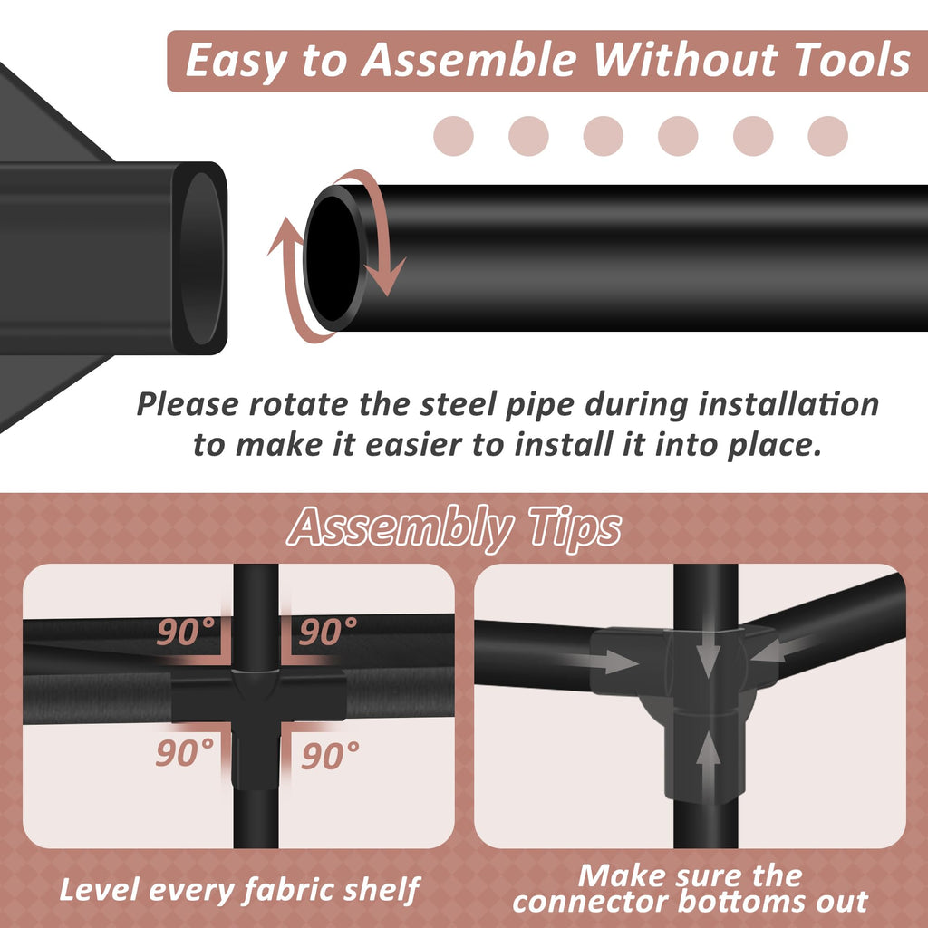 Wardrobe Closet, Quick and Easy Assembly, Black Portable Closet