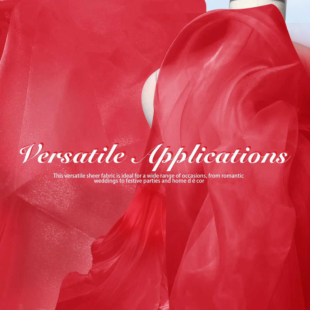 Red Organza Fabric by The Yard, 60 Wide (10 Yard)
