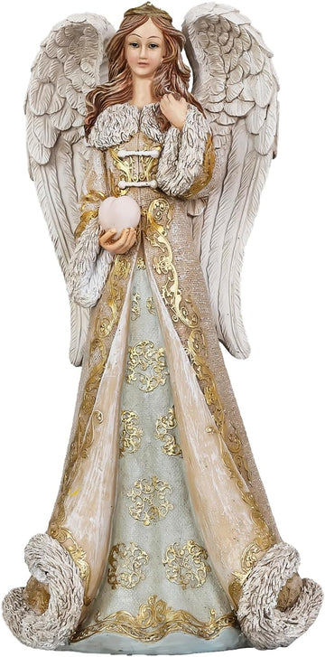 Resin Winter Angel Figurine Indoor Christmas Religious Tabletop Home Decor