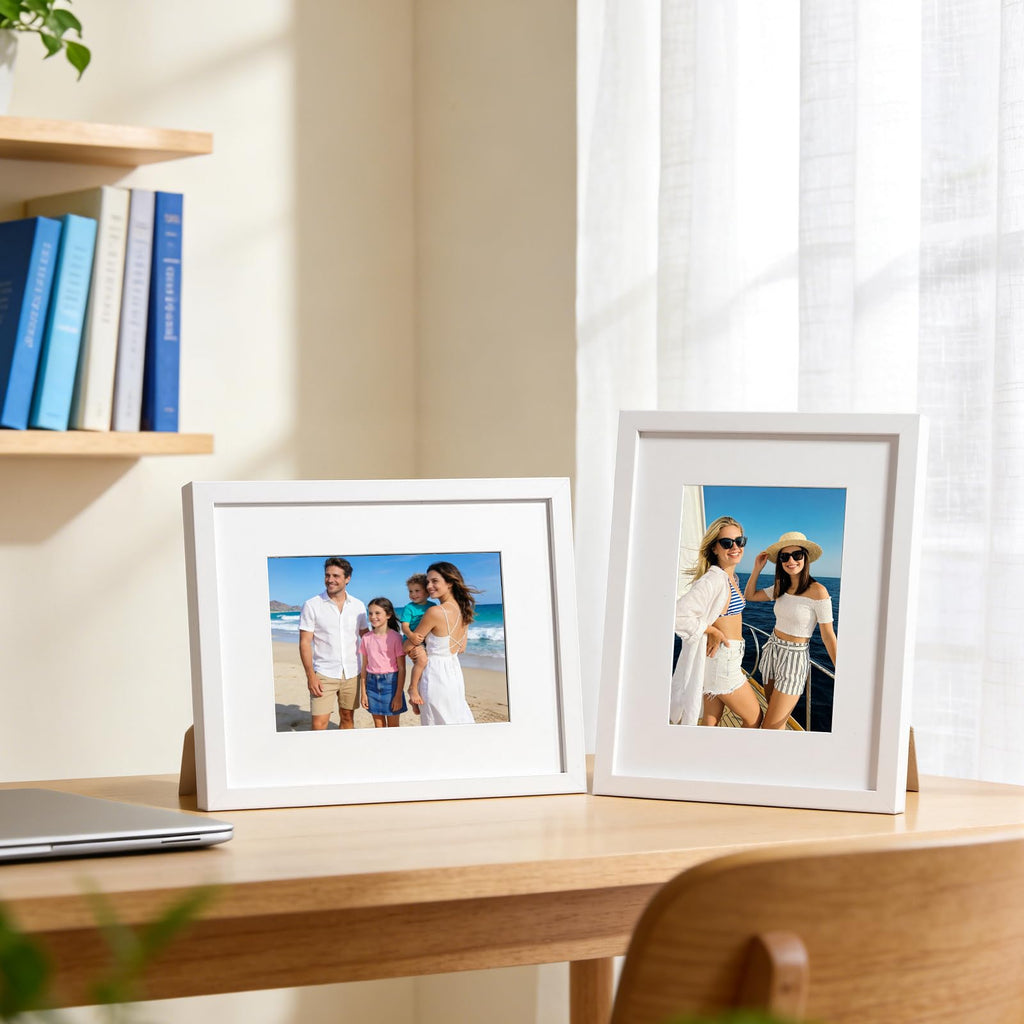 8x10 Picture Frames Set of 10, Wall or Tabletop Display, White