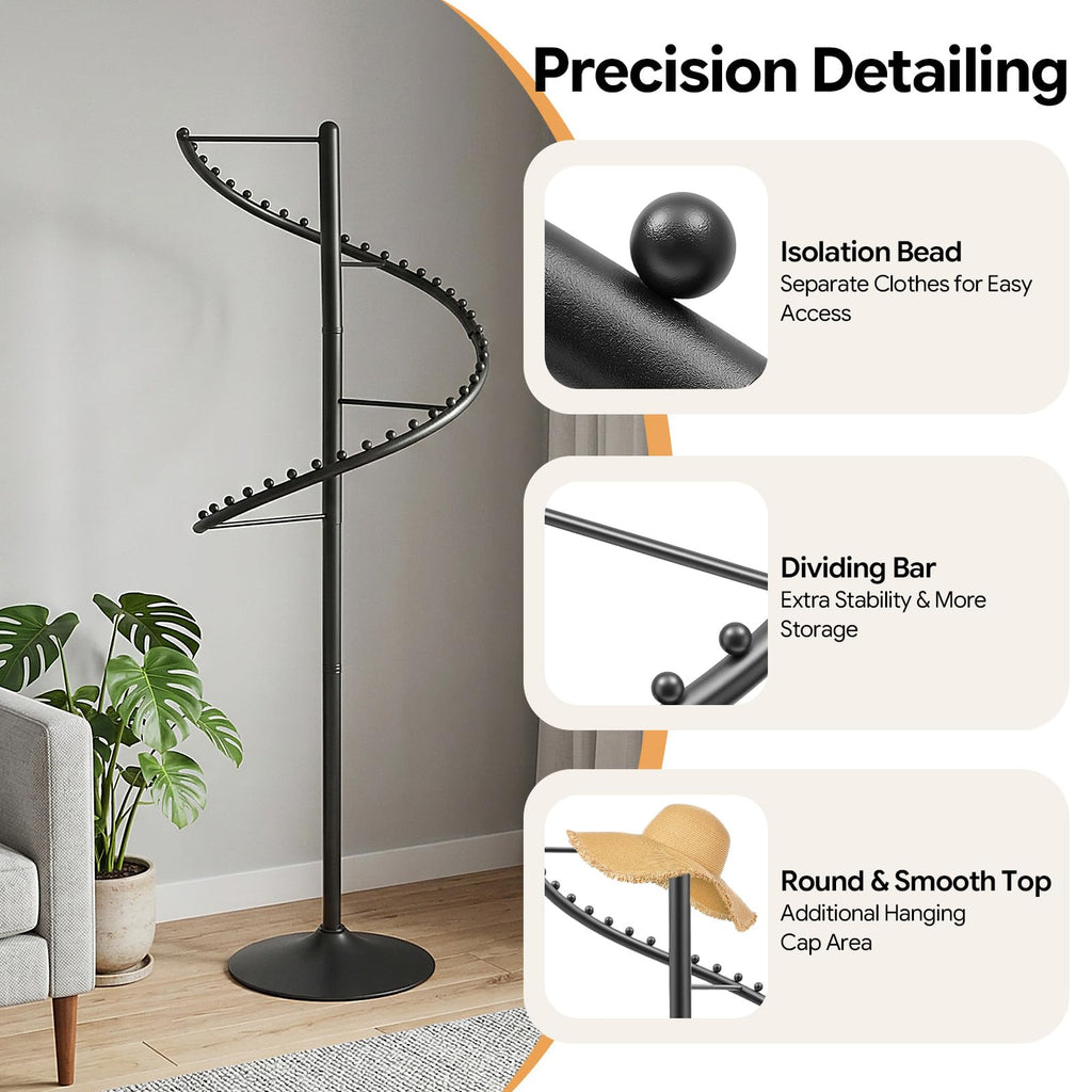 Spiral Rotating Clothing Rack, 360° Spiral Retail Costumer Garment Rack