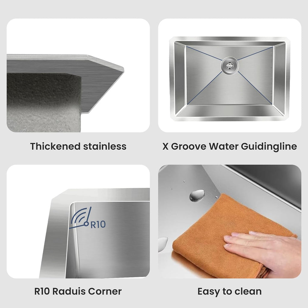 30" Undermount 18 Gauge 304 Stainless Steel Single Bowl Kitchen Sink with Accessary in 30"Lx18"Wx10"D