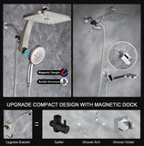 High Pressure Rain Shower Head: Upgrade Shower Heads with Handheld Spray Combo with Fixed Showerhead and 10 Sprays