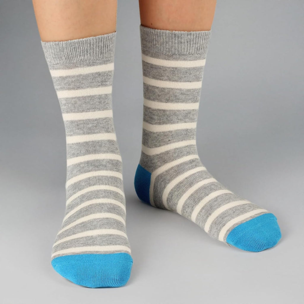 Kids Boys Crew Dress Socks Bright Colorful Stripes Design 5 Pack