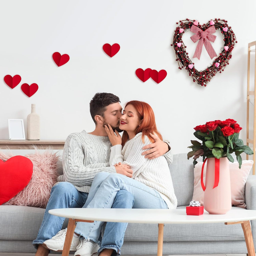Valentines Day Wreath, Heart Shaped Wreath for Front Door, Galentines Decorations Home, Valentine's Day Wedding