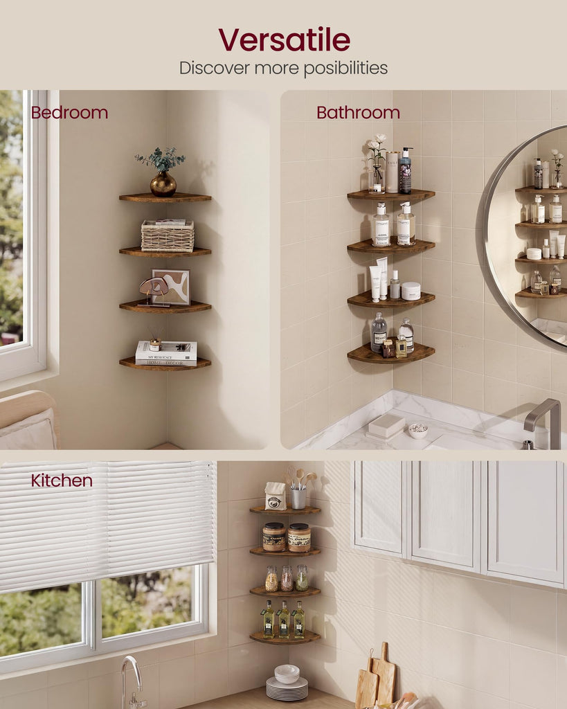 Floating Corner Shelves, Set of 2, 6 x 6 x 0.5 Inches