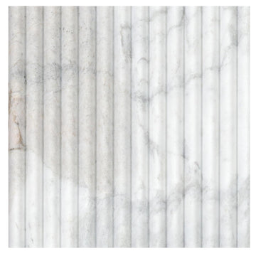 Ribbed Elegance 12x24 Honed Fluted Marble Wall Tile - Natural Stone for Shower, Fireplace, Bathroom Accent