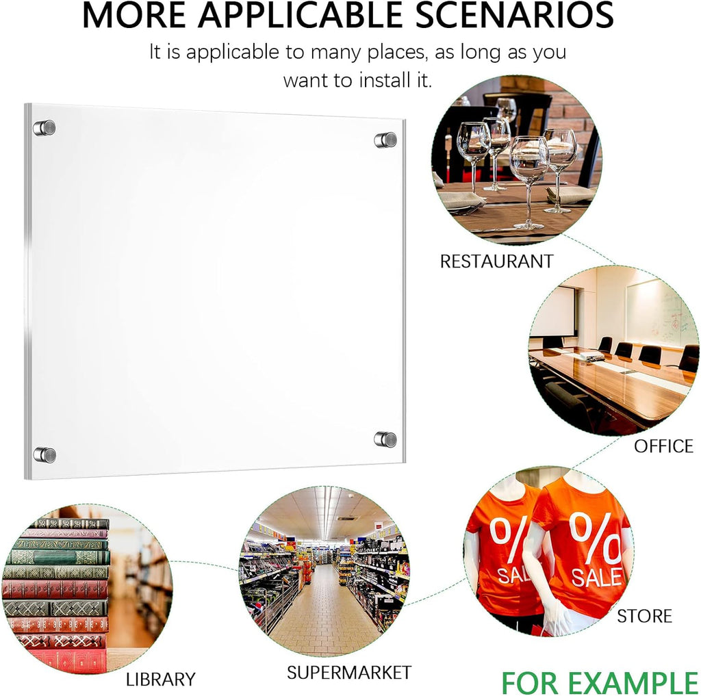 8 Pack Acrylic Floating Picture Frame Wall Mount Frameless Photo Frames Double Panel Clear Home Photography Display