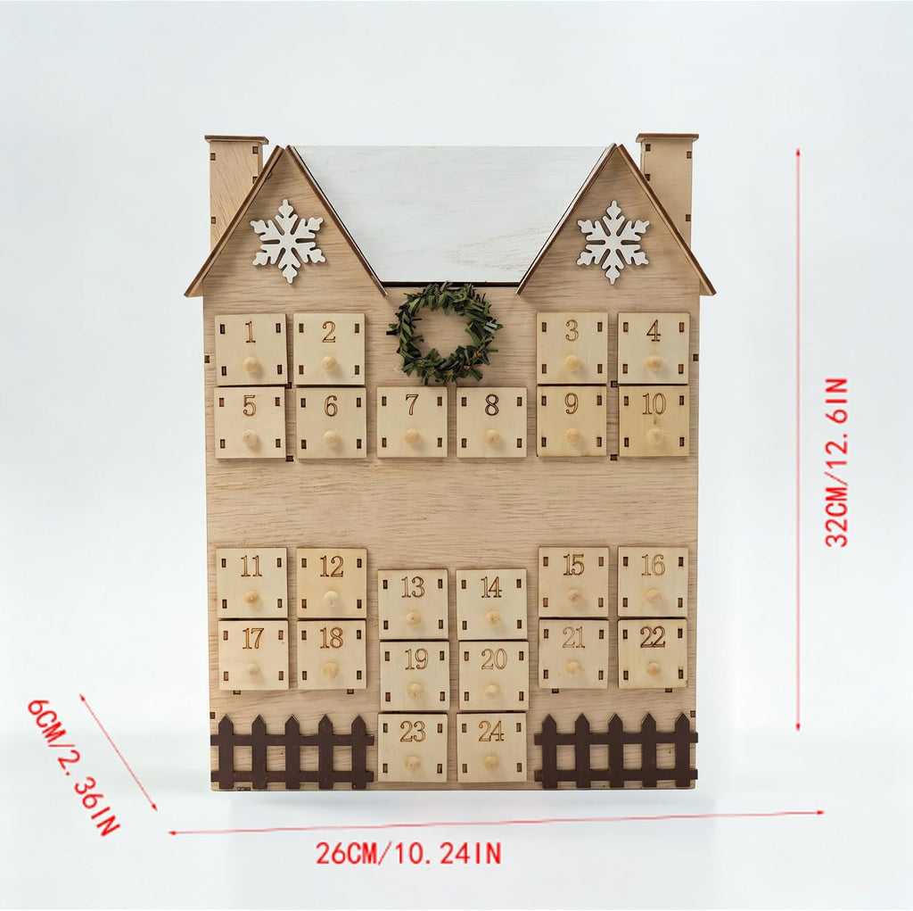 DIY Advent Calendar 24-Drawer, Wooden Christmas Calendar Khaki