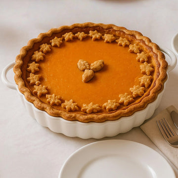 9×2in Deep Ceramic Pie Pan with Handles for Pie Quiche Tart Baking. Easy to grip, Lead-Free. Casserole Lasagna Dish