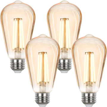 LED Edison Bulbs 40 watt Equivalent, E26 Light Bulb Dimmable, Soft White 2700K, Amber Glass ST58 Vintage LED Bulbs