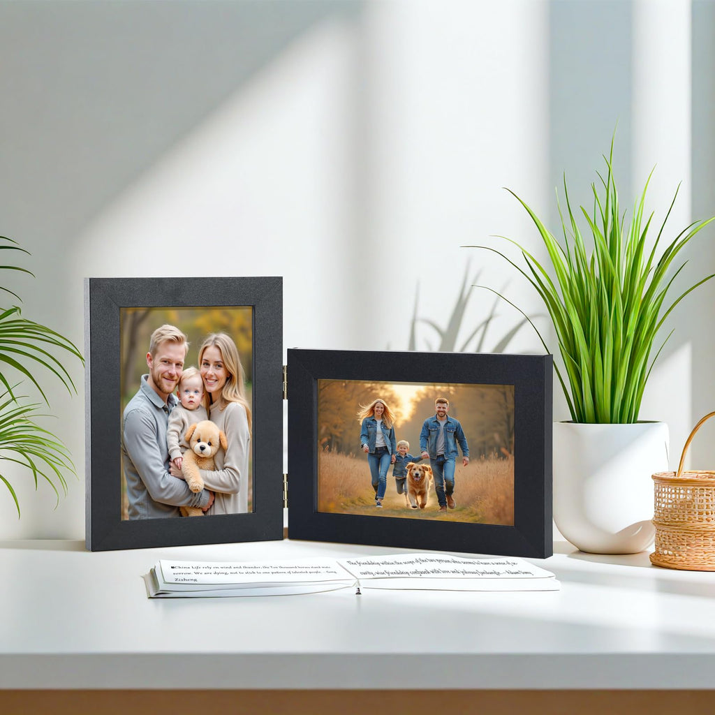 4x6 Double Hinged Picture Frame with Real Glass
