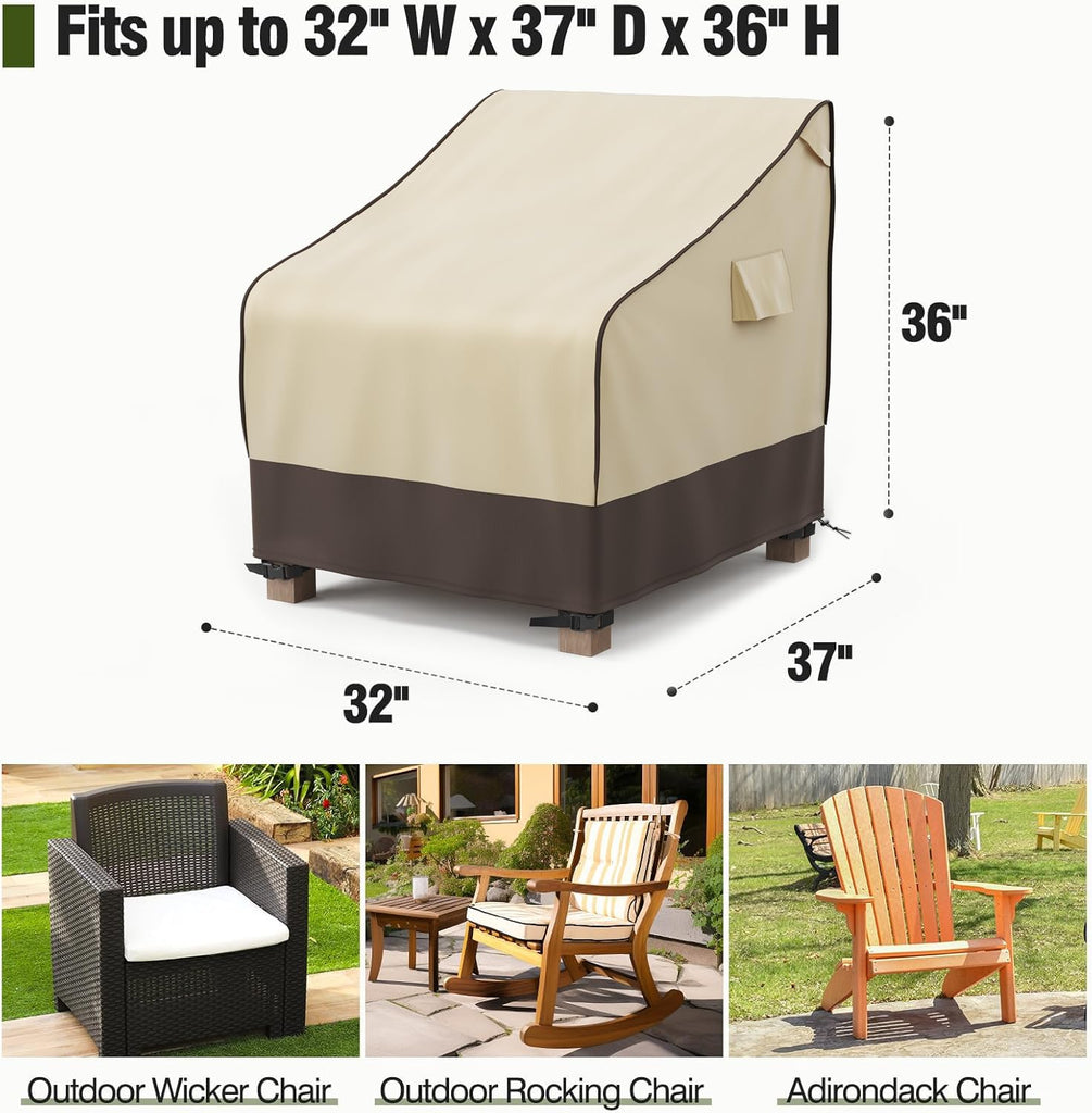 Waterproof, Outdoor Furniture Covers for Rocking & Adirondack Chairs, Fits up to 32"W x 37"D x 36"H, Moisture-proof &