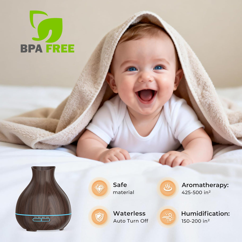 Aromatherapy Essential Oil Diffusers, 2 PCS 550ml High Mist Output Humidifiers for Large Room, Home, Waterless