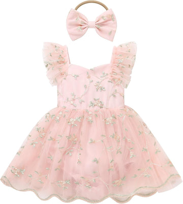 Baby Flower Girl Dress, Lace Romper for Birthday Baptism Dresses